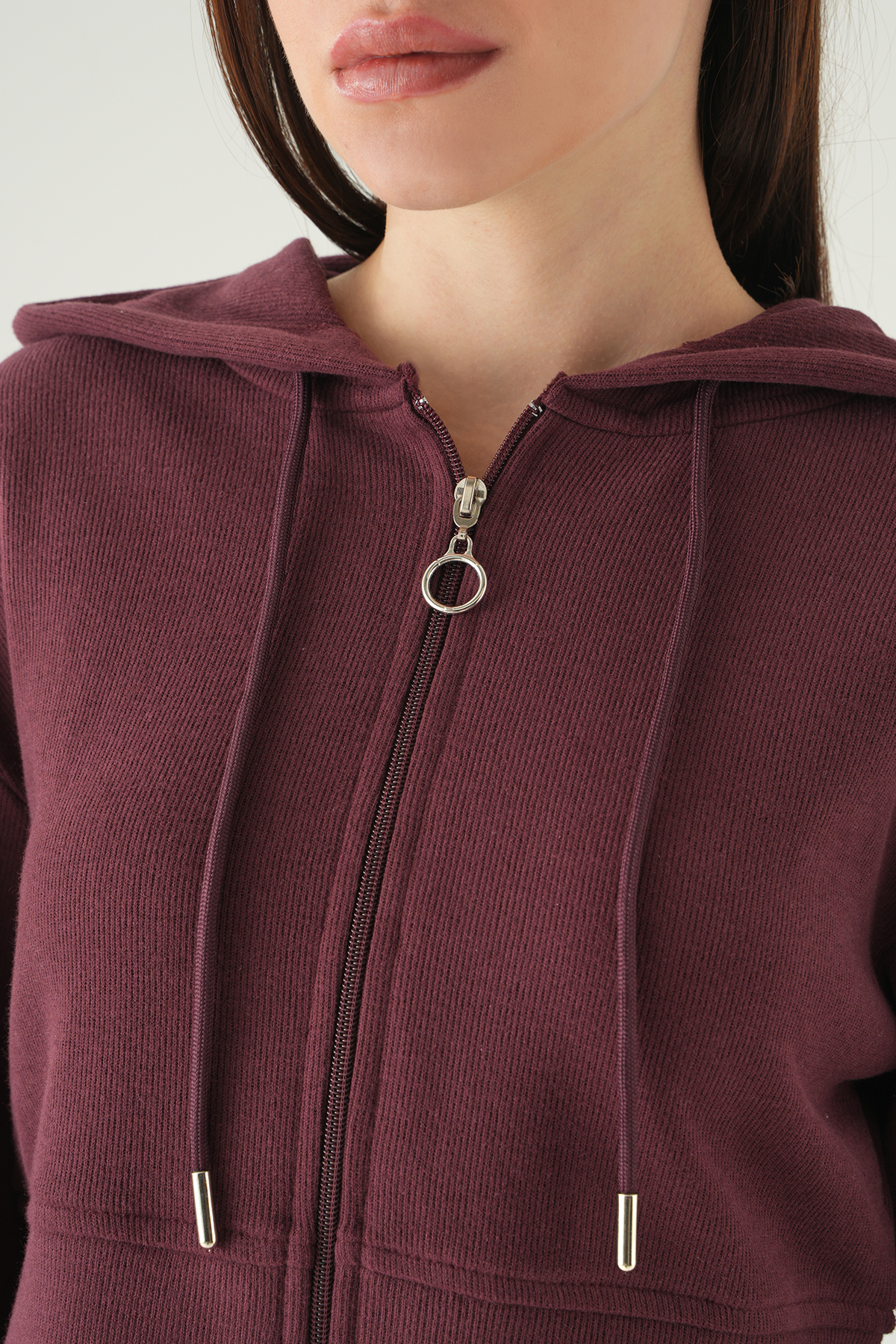 Mürdüm Kapüşonlu Hırka Pantolon Takım 3097A - 4