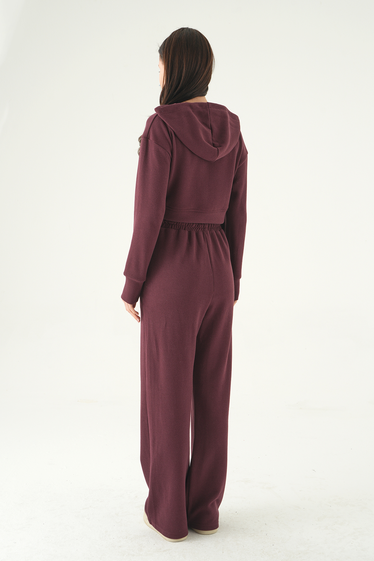 Mürdüm Kapüşonlu Hırka Pantolon Takım 3097A - 5