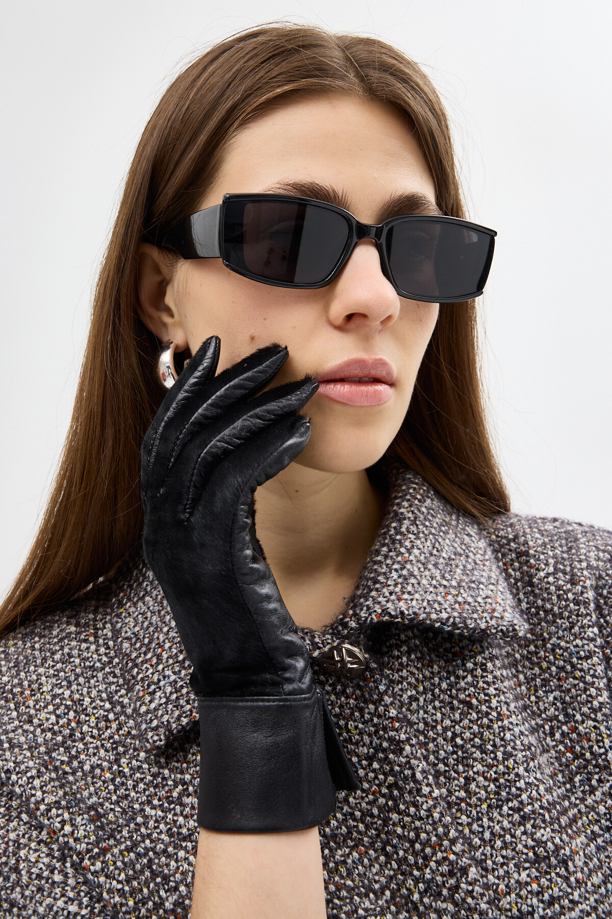 Siyah Gömlek Yaka Kuşaklı Panço Kadın Kaban 3099A - 6