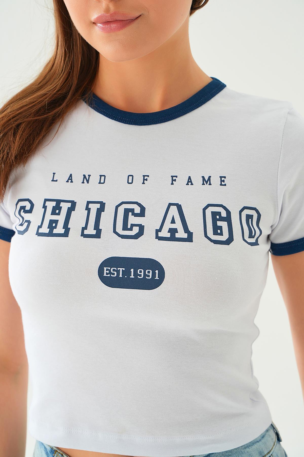 Beyaz Chıcago Tişört 3100 - 5