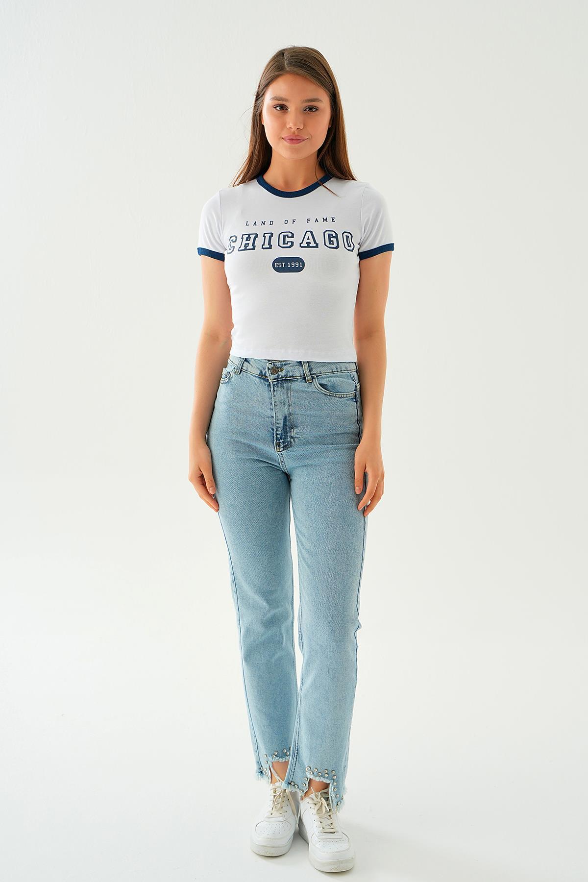 Beyaz Chıcago Tişört 3100 - 6