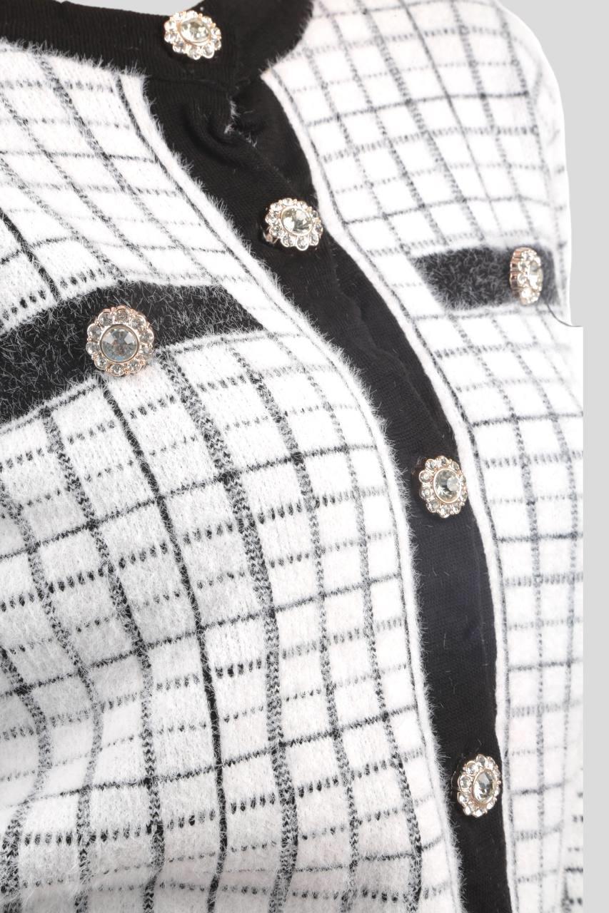 Beyaz Kareli Düğmeli Ceket 3100 - 2