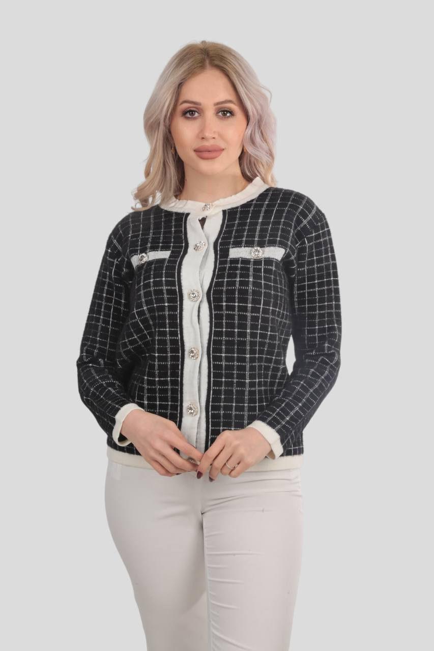 Siyah Kareli Düğmeli Ceket 3100 