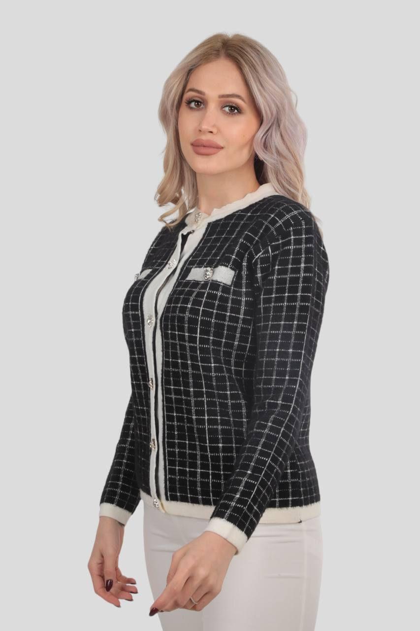 Kareli Düğmeli Ceket 3100 Siyah - 4