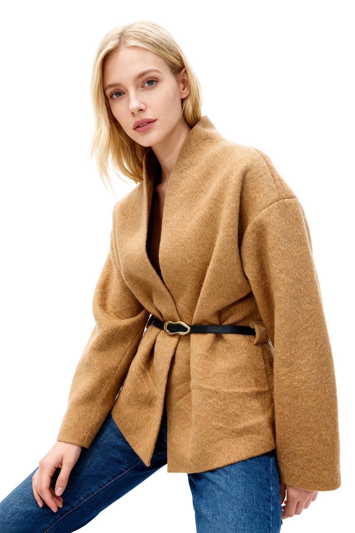 3100A Kemerli Ceket Vizon - RAYS