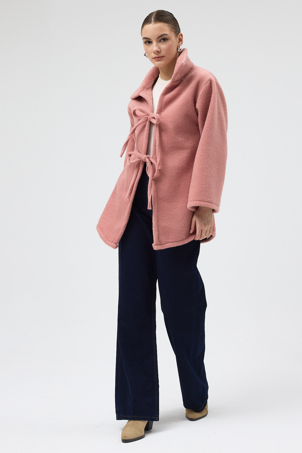 Gül Kruvaze Görünümlü Önü Bağlamalı Kadın Ceket 3101A - RAYS