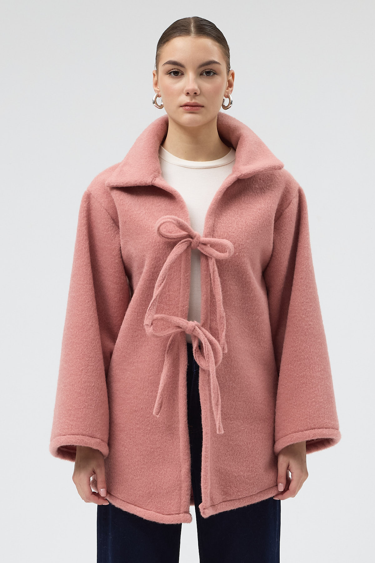 Gül Kruvaze Görünümlü Önü Bağlamalı Kadın Ceket 3101A - 1