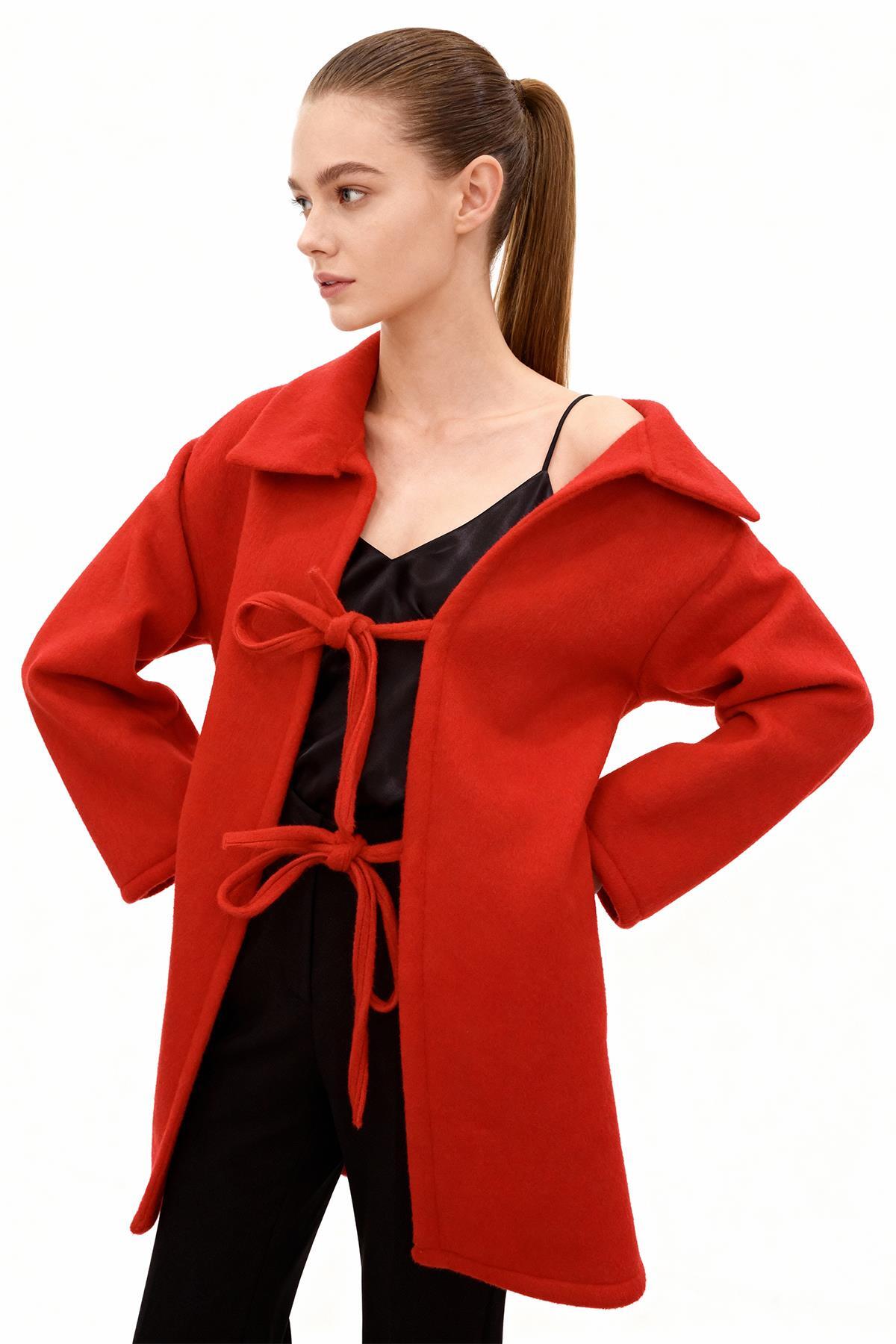 3101A Ön Bağlamalı Uzun Kol Ceket Kırmızı - RAYS