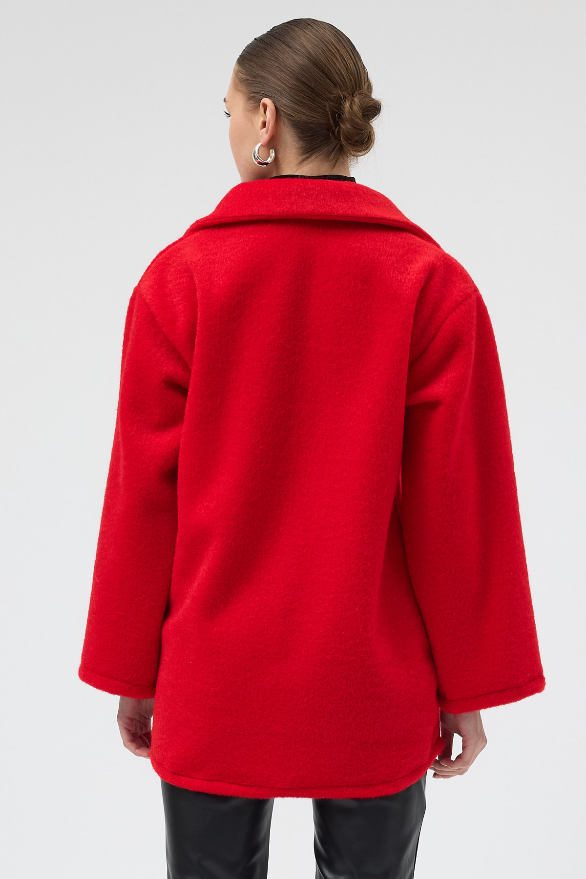 Kırmızı Kruvaze Görünümlü Önü Bağlamalı Kadın Ceket 3101A - 5