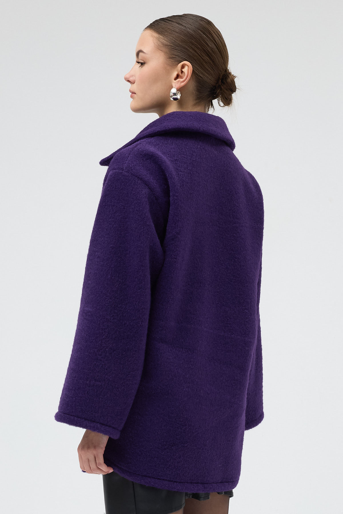 Mor Kruvaze Görünümlü Önü Bağlamalı Kadın Ceket 3101A - 5
