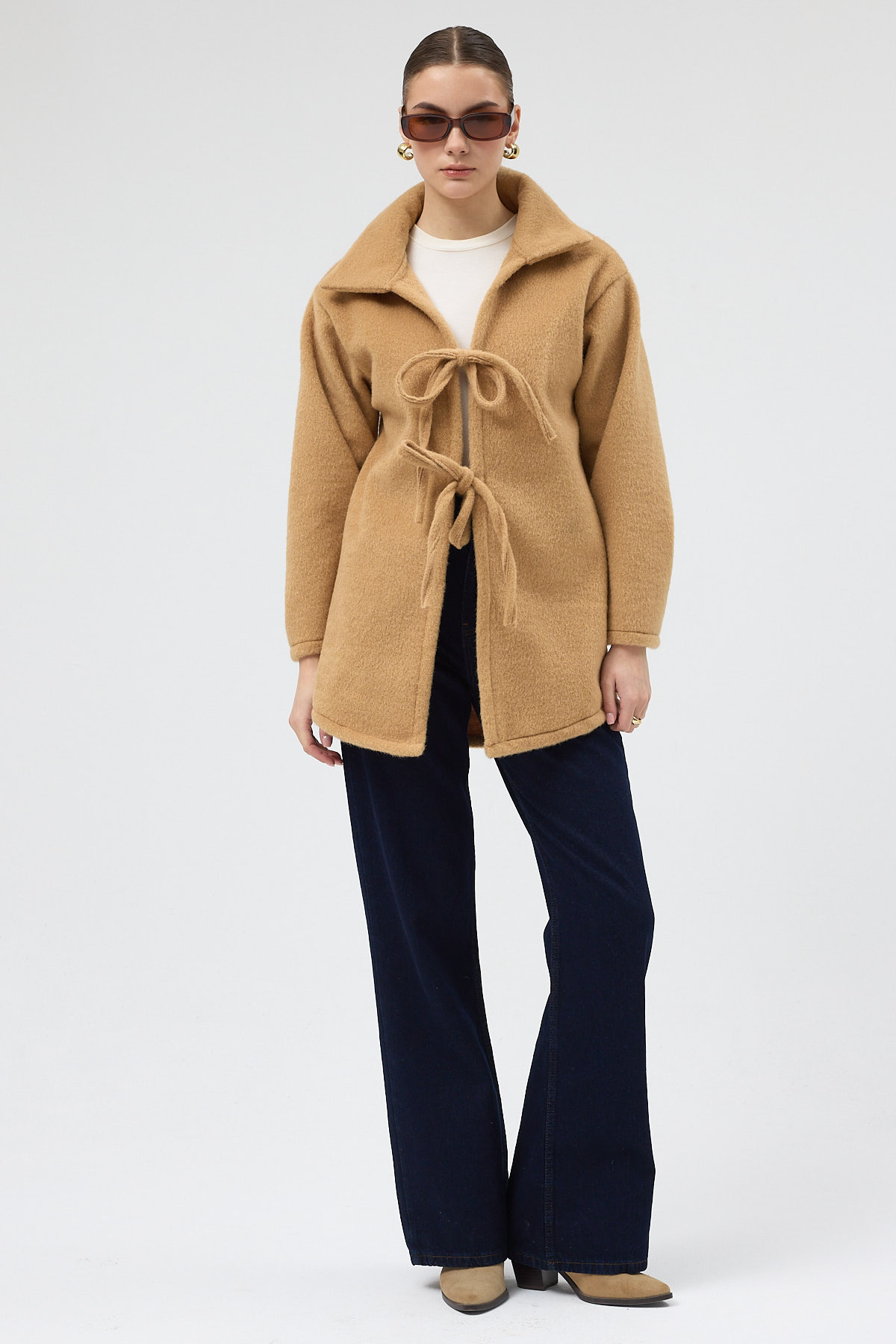 Vizon Kruvaze Görünümlü Önü Bağlamalı Kadın Ceket 3101A - RAYS