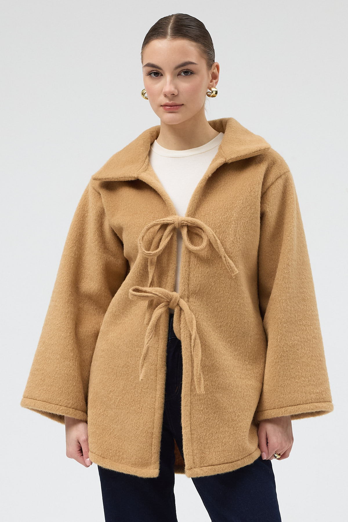 Vizon Kruvaze Görünümlü Önü Bağlamalı Kadın Ceket 3101A - 2