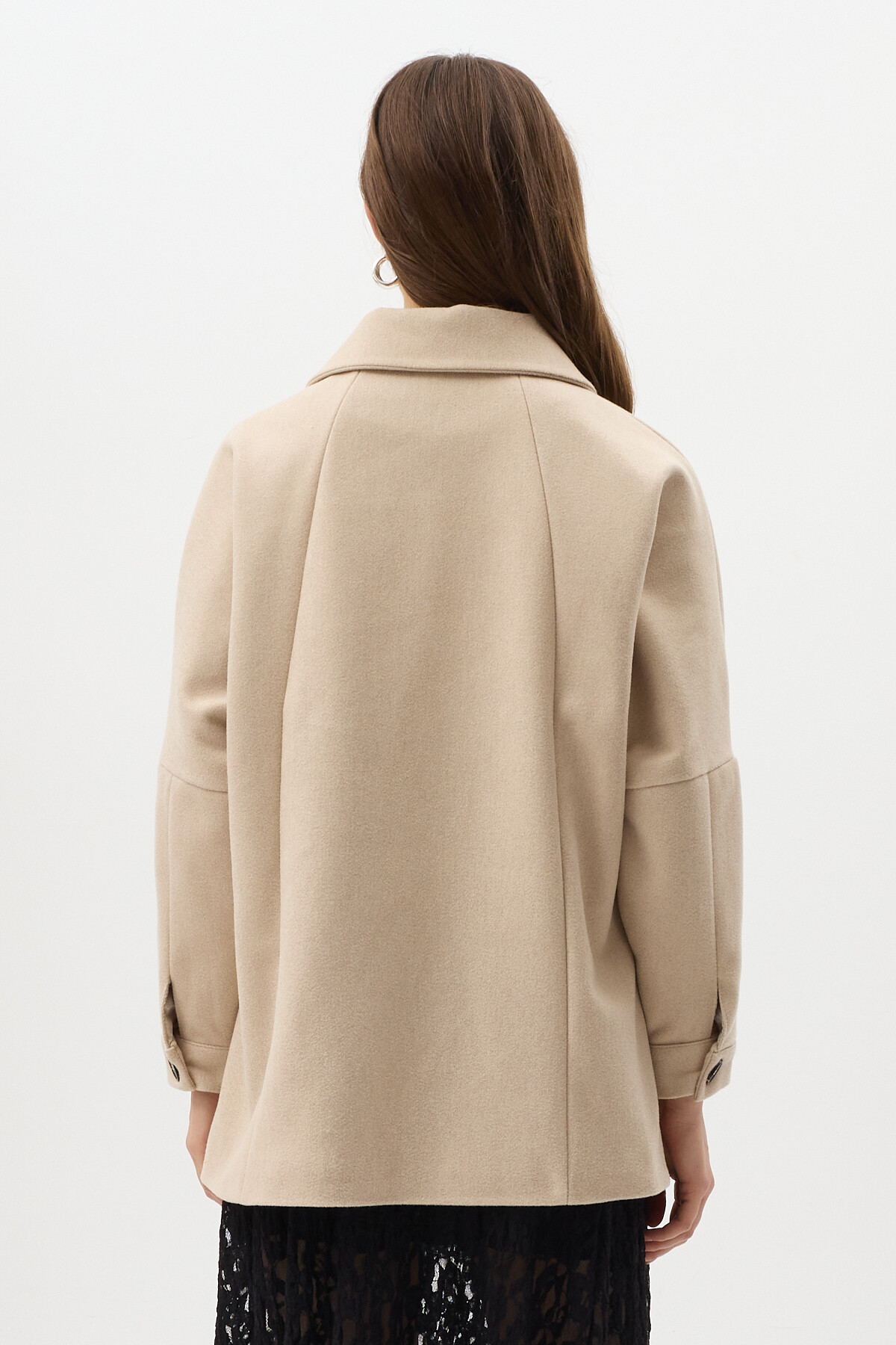 Taş Büyük Cepli Geniş Yakalı Kadın Kaban 3102A - 5