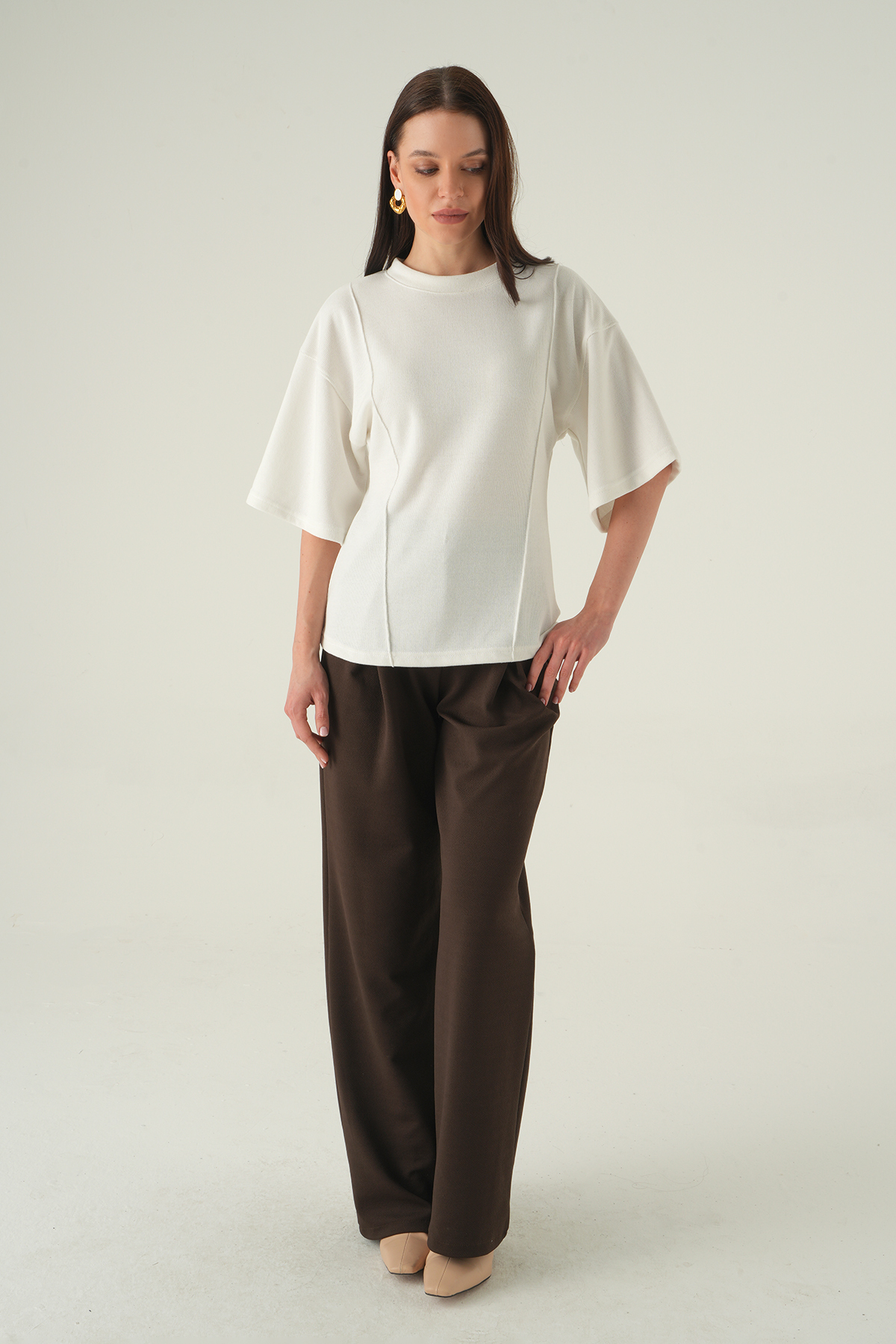 Ekru Ön Çima Detay Bluz 3104A - 3