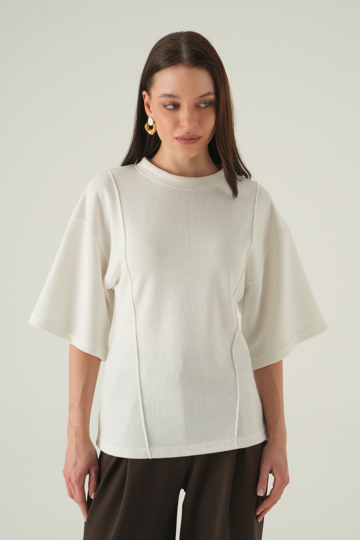 Ekru Ön Çima Detay Bluz 3104A - 7
