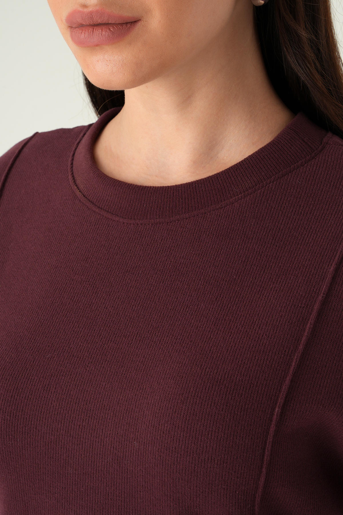 3104A Ön Çima Detaylı Kısa Kollu Bluz Mürdüm - 4