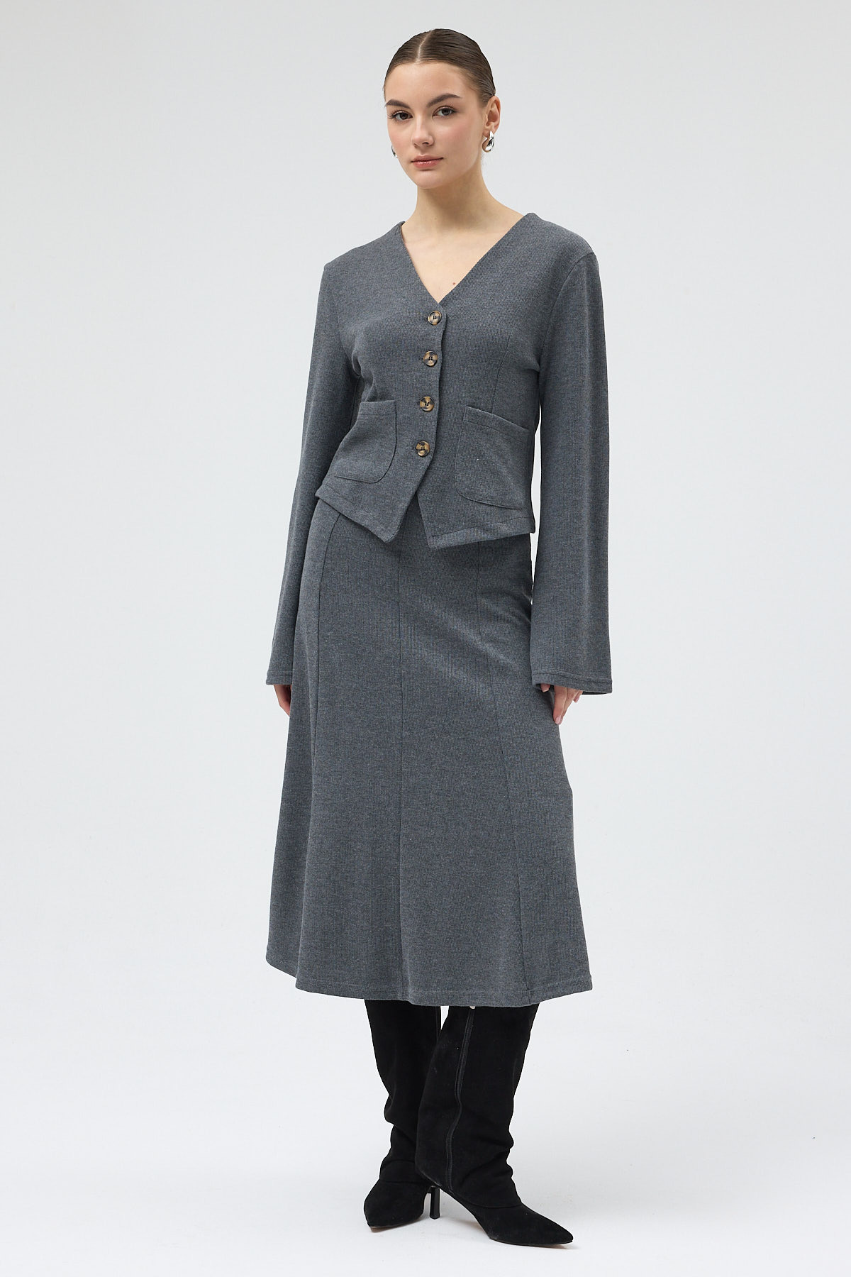 3109A Etek Hırka Takım Antrasit - RAYS