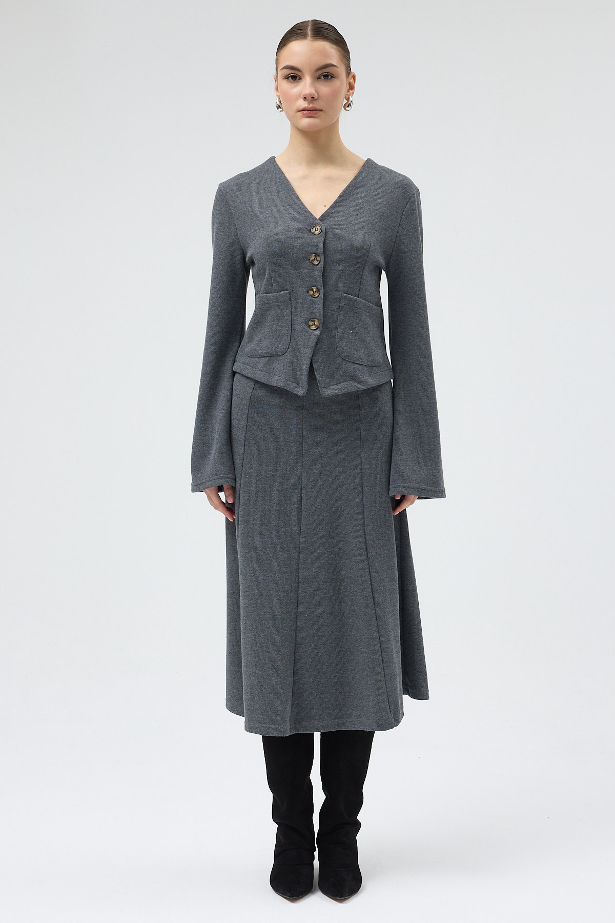 3109A Etek Hırka Takım Antrasit - RAYS