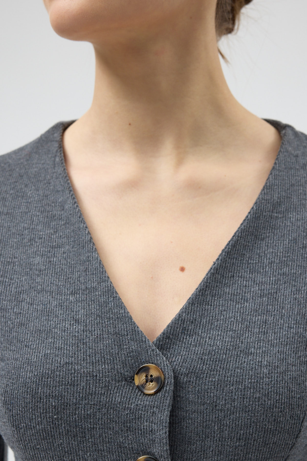 Antrasit Cepli Düğmeli Hırka ve Uzun Etek Takım 3109A - RAYS