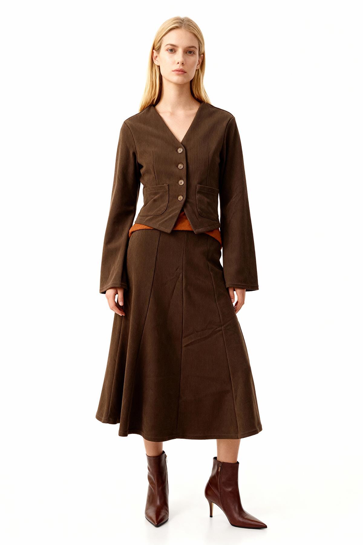 3109A Etek Hırka Takım Kahve - RAYS