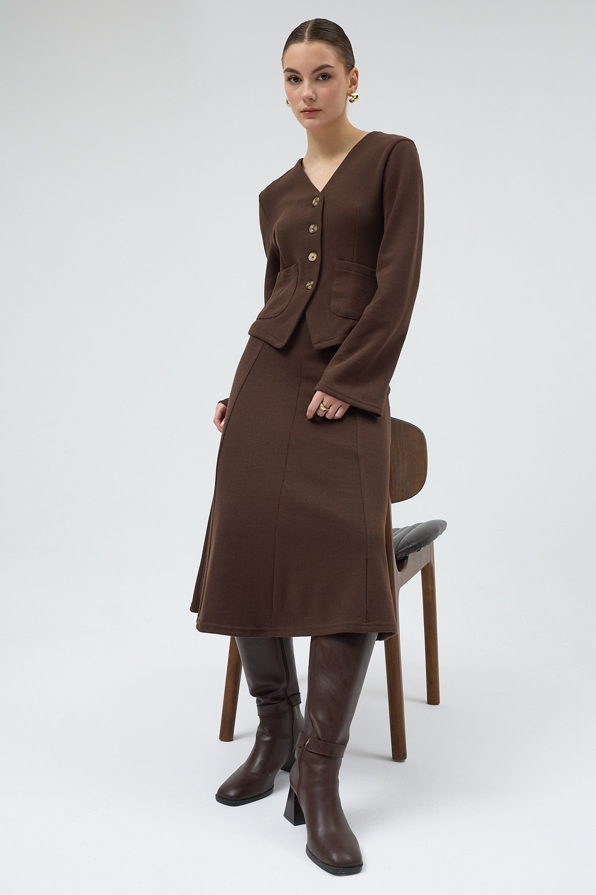 3109A Etek Hırka Takım Kahve - RAYS