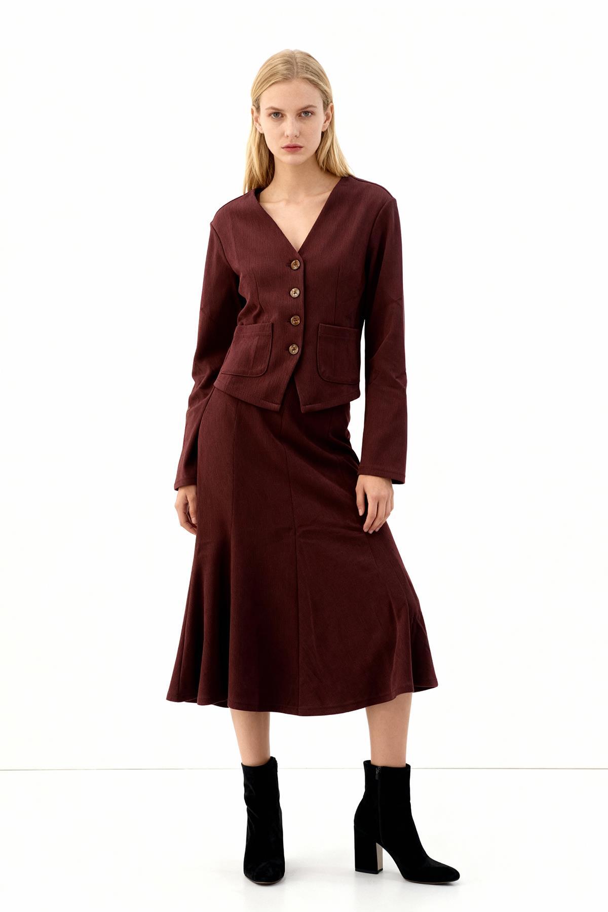 3109A Etek Hırka Takım Mürdüm - 1