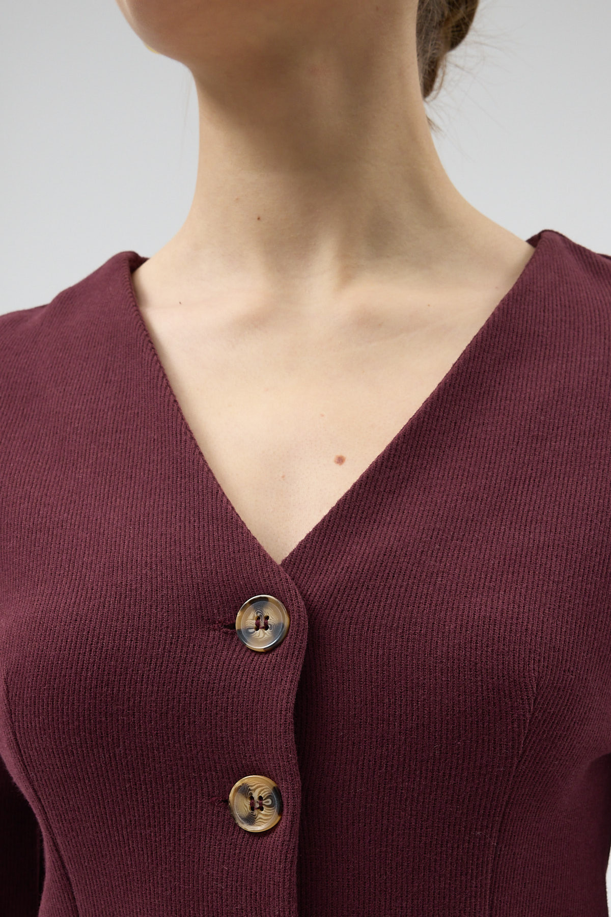 Mürdüm Cepli Düğmeli Hırka ve Uzun Etek Takım 3109A - RAYS