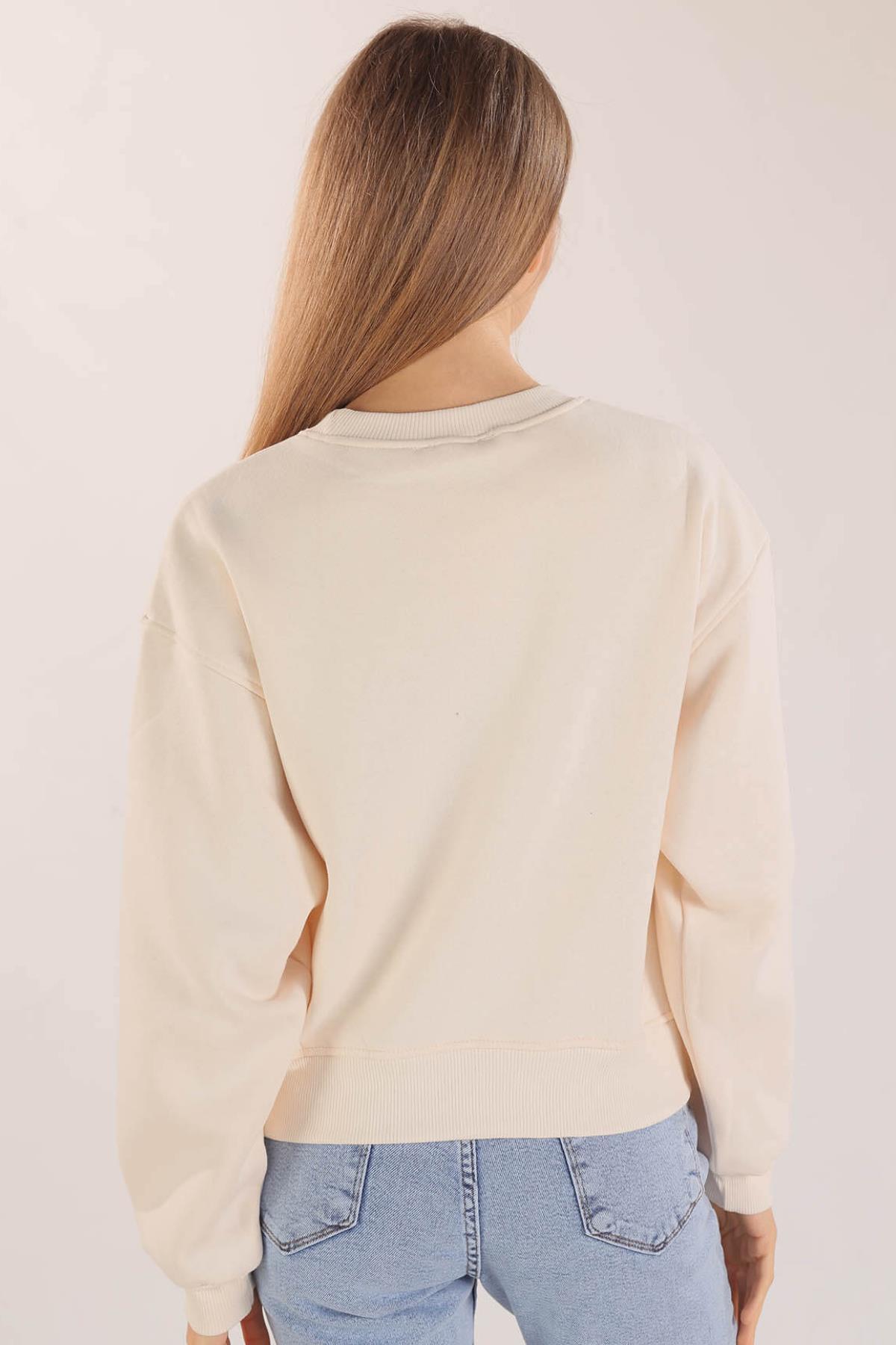 Bej Manhattan Baskılı Sweat 3110 - 3