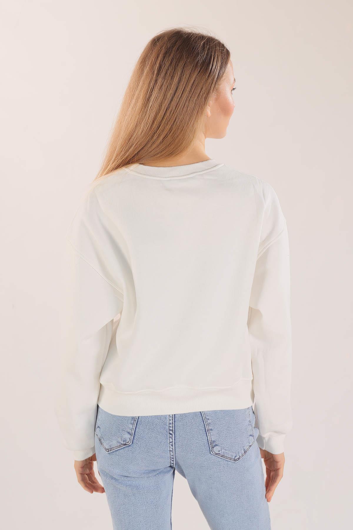 3110 Manhattan Baskılı Sweat Ekru - 6