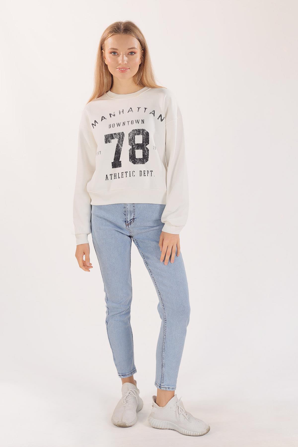 Ekru Manhattan Baskılı Sweat 3110 - 2