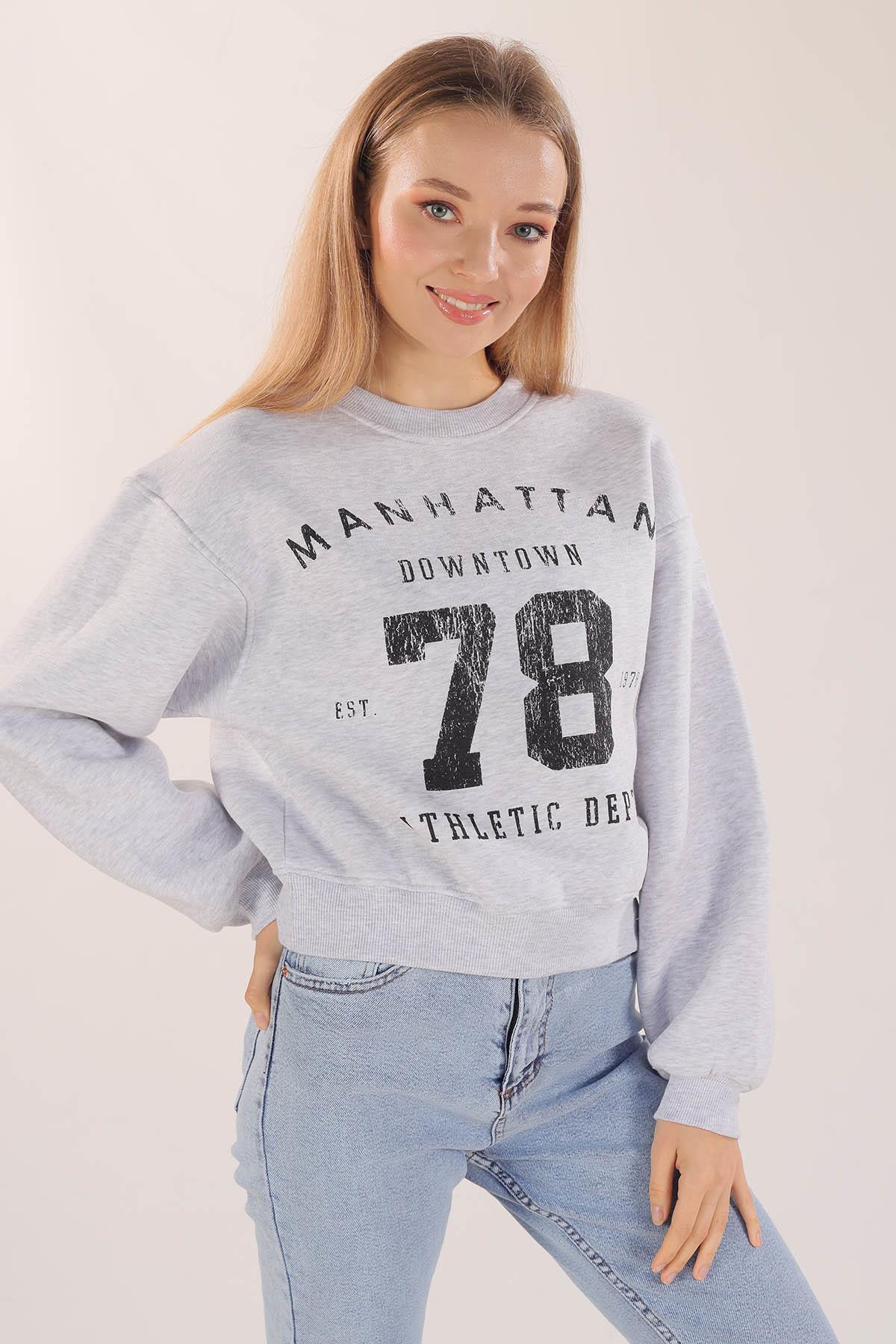 Gri Manhattan Baskılı Sweat 3110 - 1
