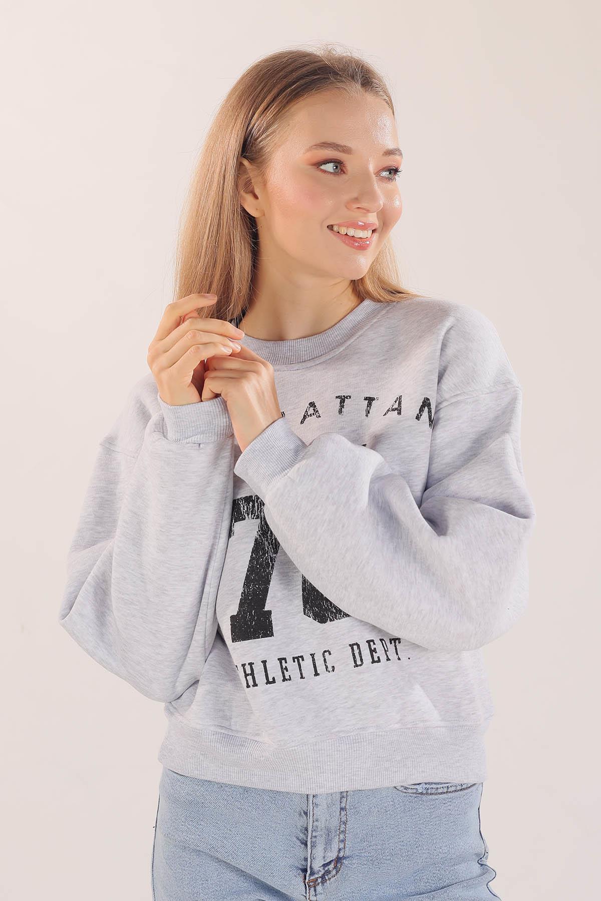 3110 Manhattan Baskılı Sweat Gri - 5