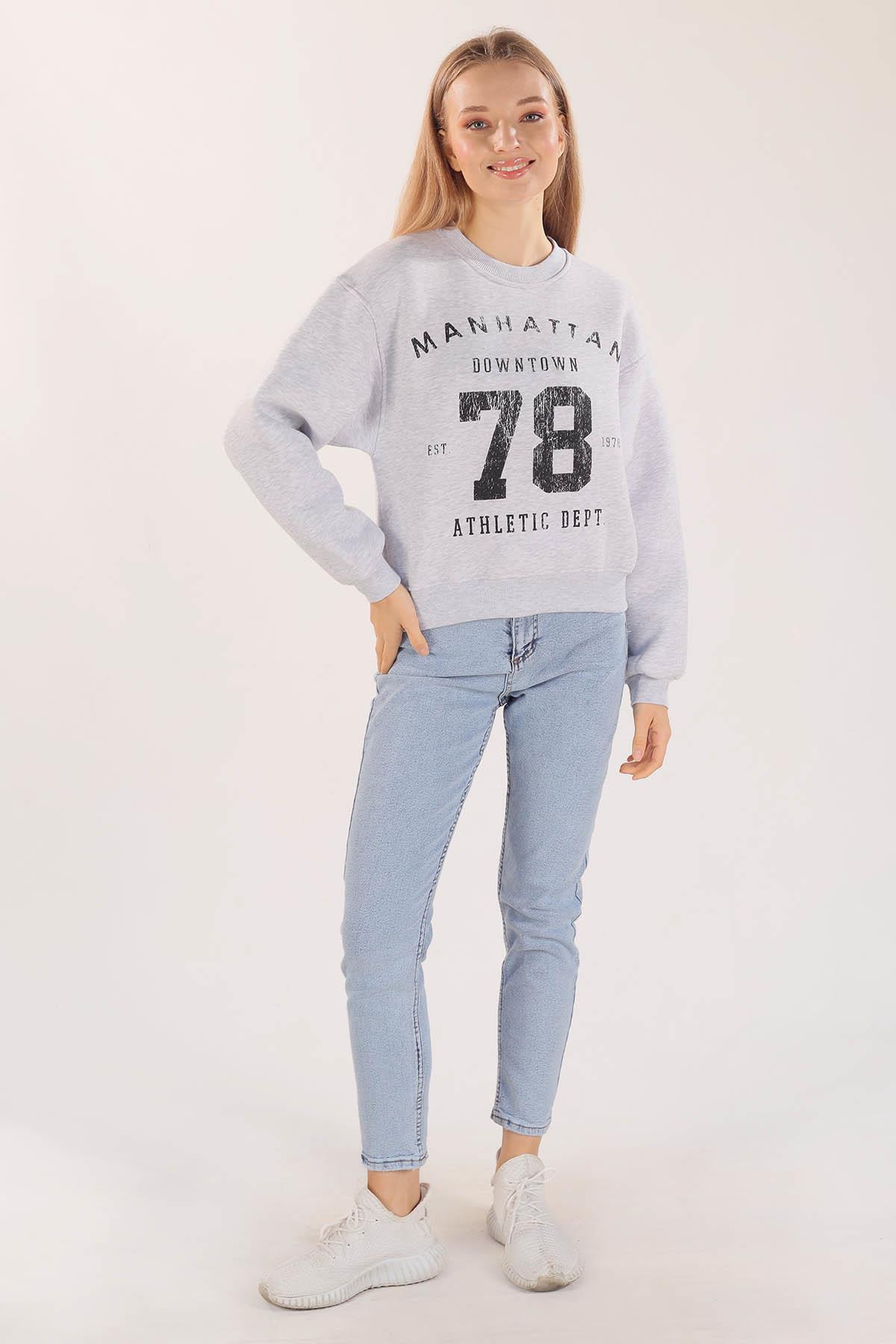 Gri Manhattan Baskılı Sweat 3110 - 2