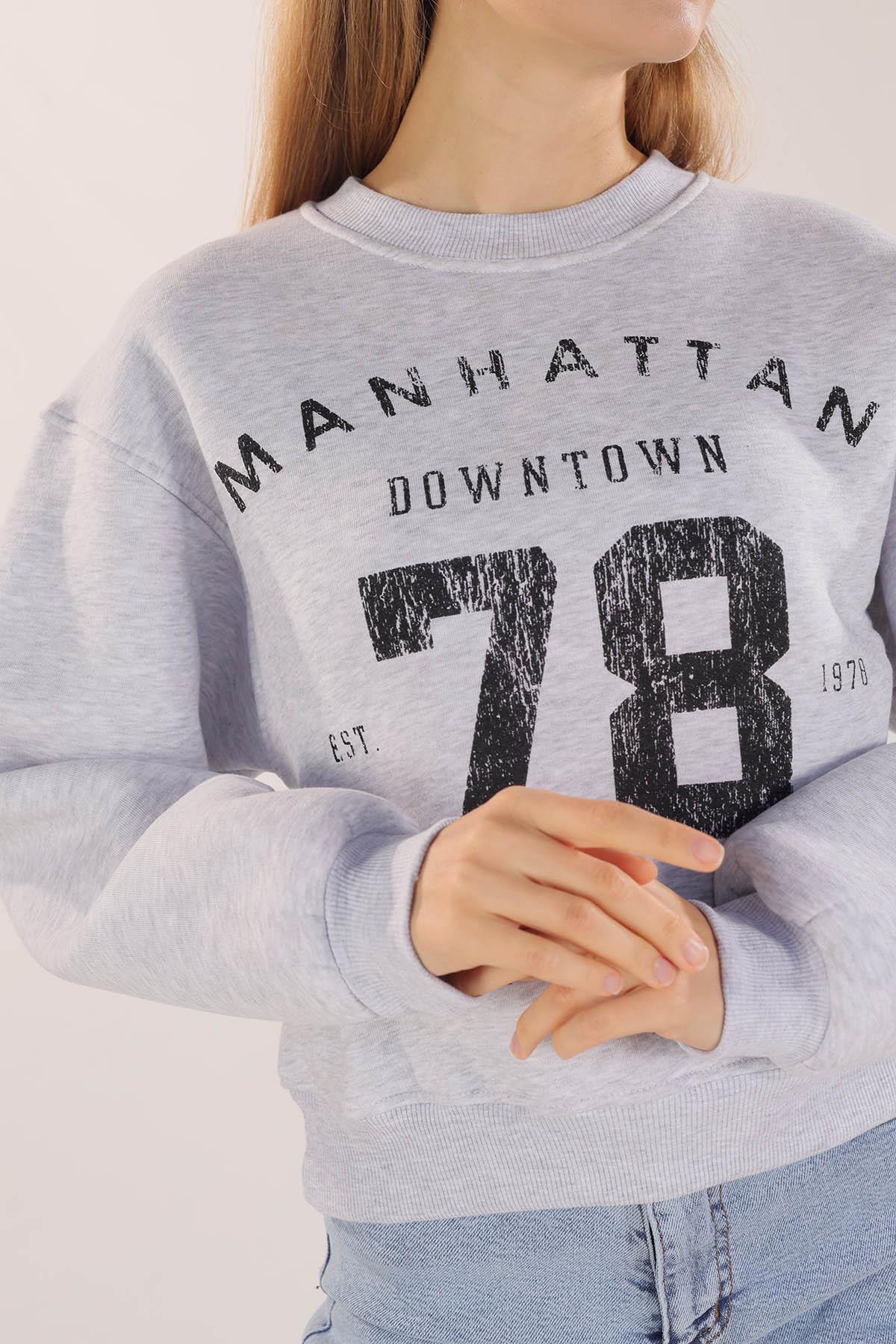 Gri Manhattan Baskılı Sweat 3110 - 8
