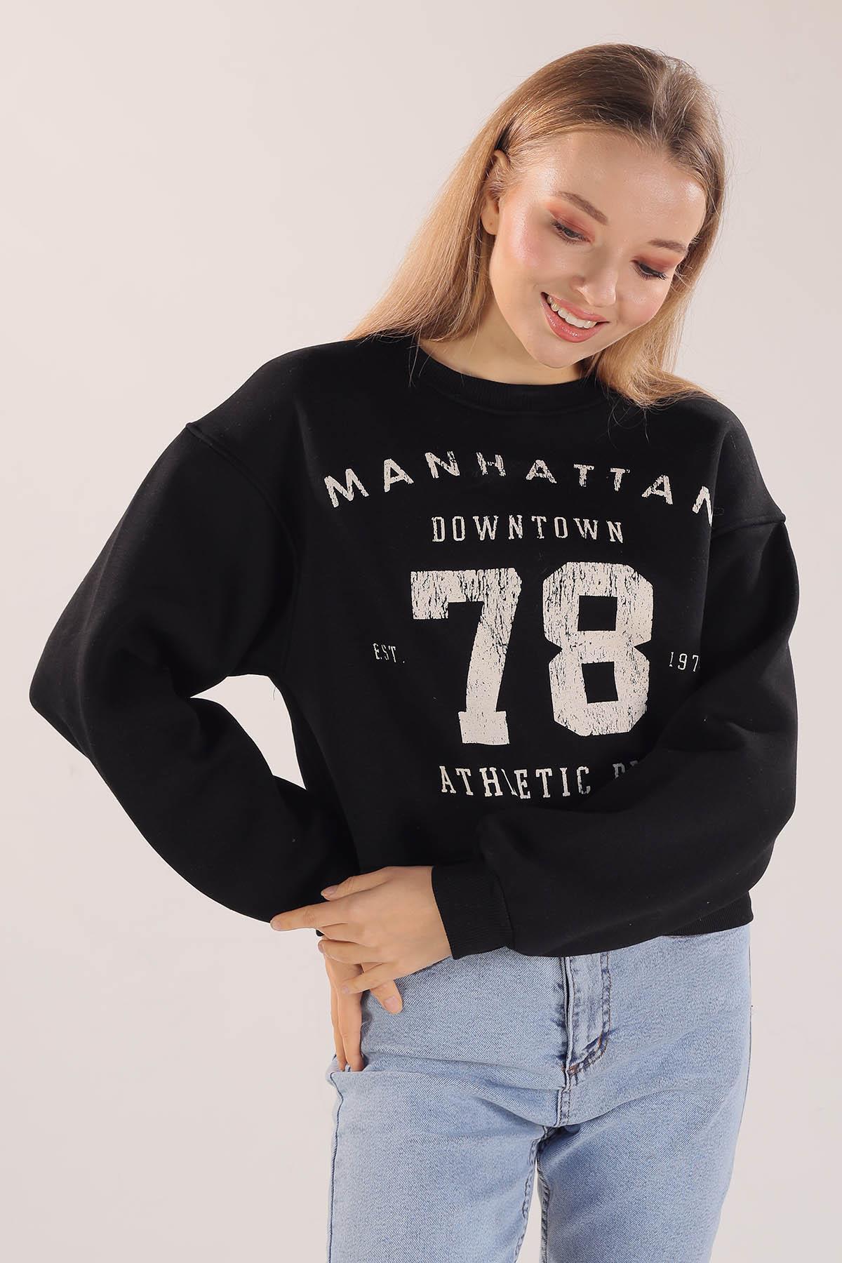 Siyah Manhattan Baskılı Sweat 3110 - 3