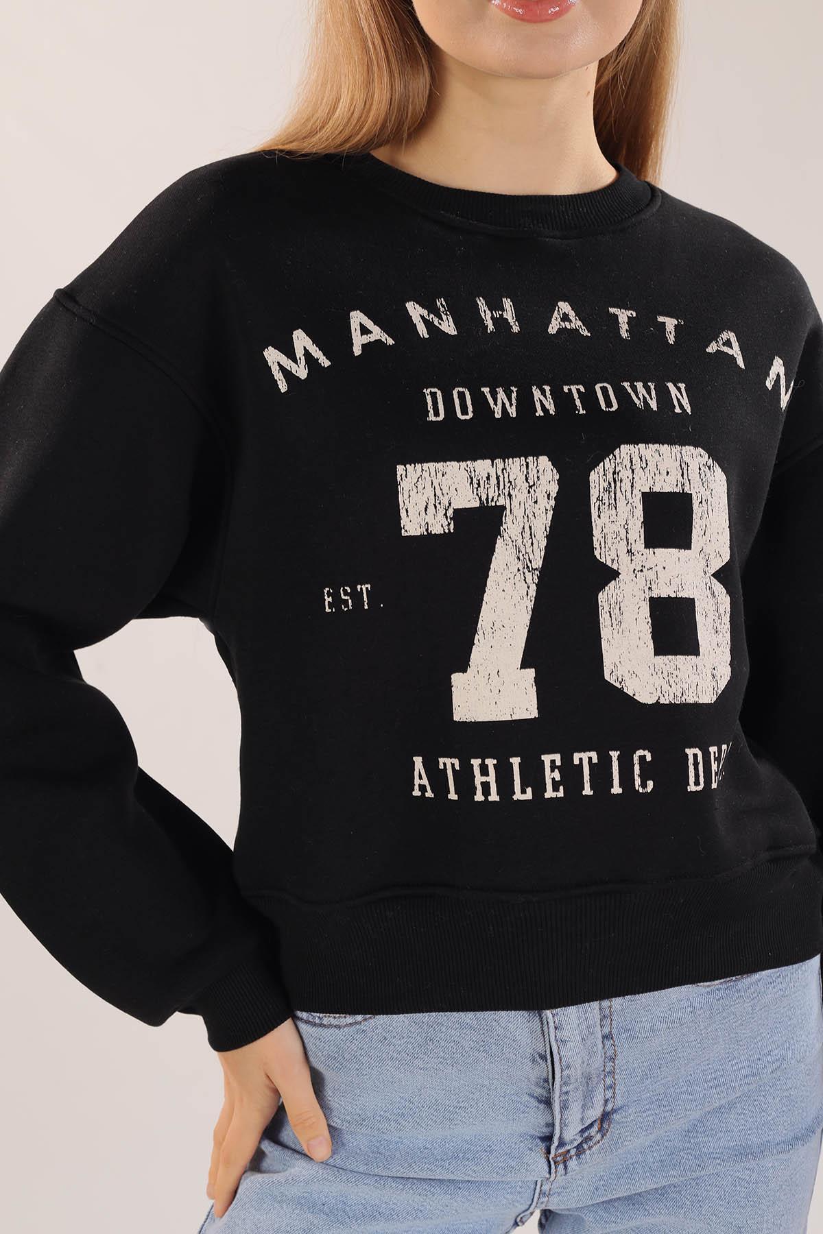 Siyah Manhattan Baskılı Sweat 3110 - 6