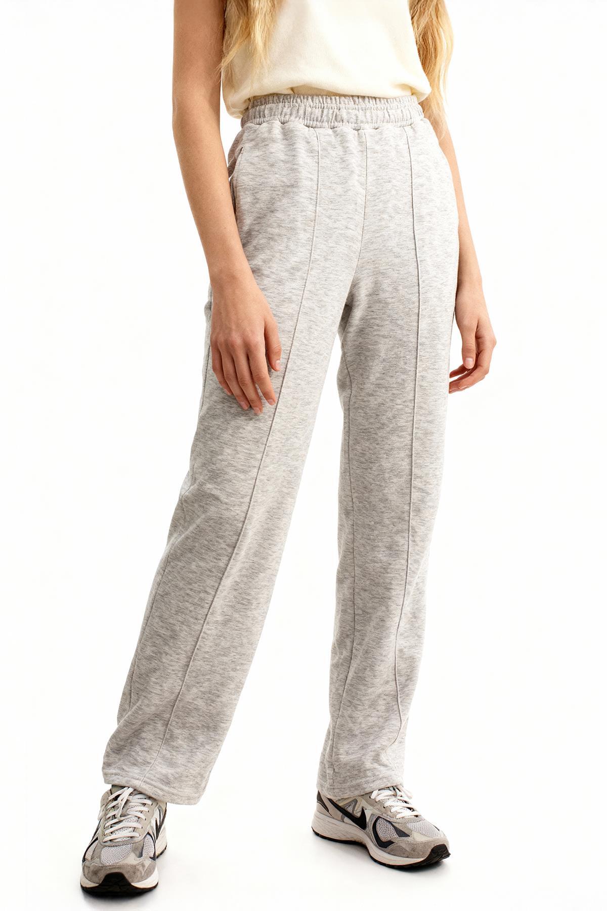 3114A Çima Detay Eşofman Gri - 1