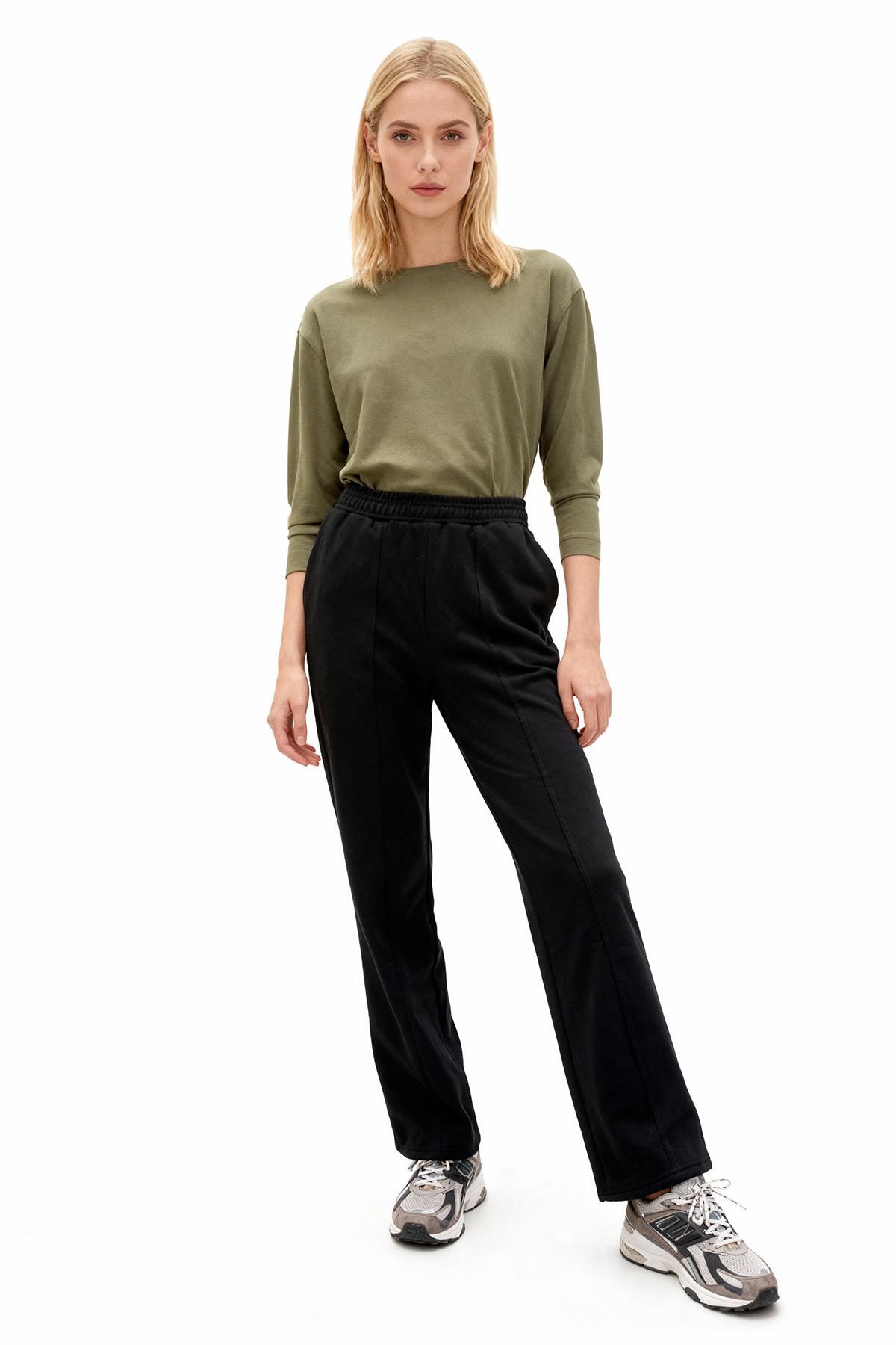 3114A Çima Detay Eşofman Siyah - 1