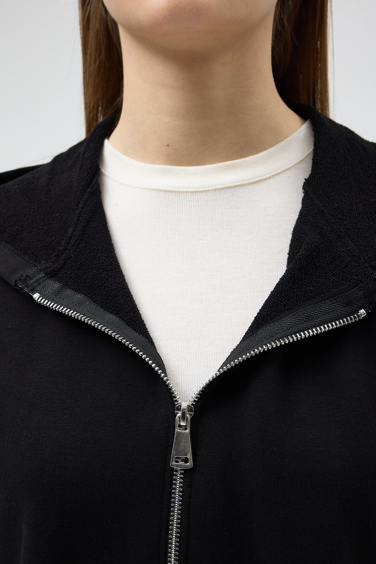 Siyah Kapüşonlu Fermuarlı Oversize Kadın Hırka 3116A - 4