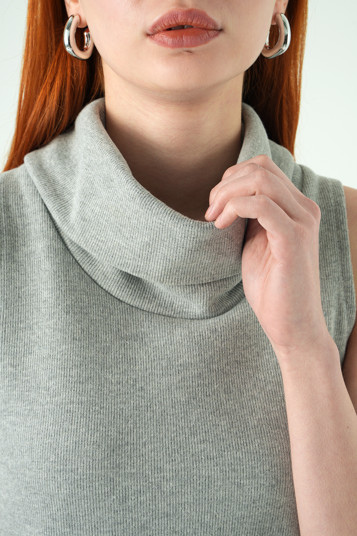 3118A Sıfır Kol Tişört Gri - 4