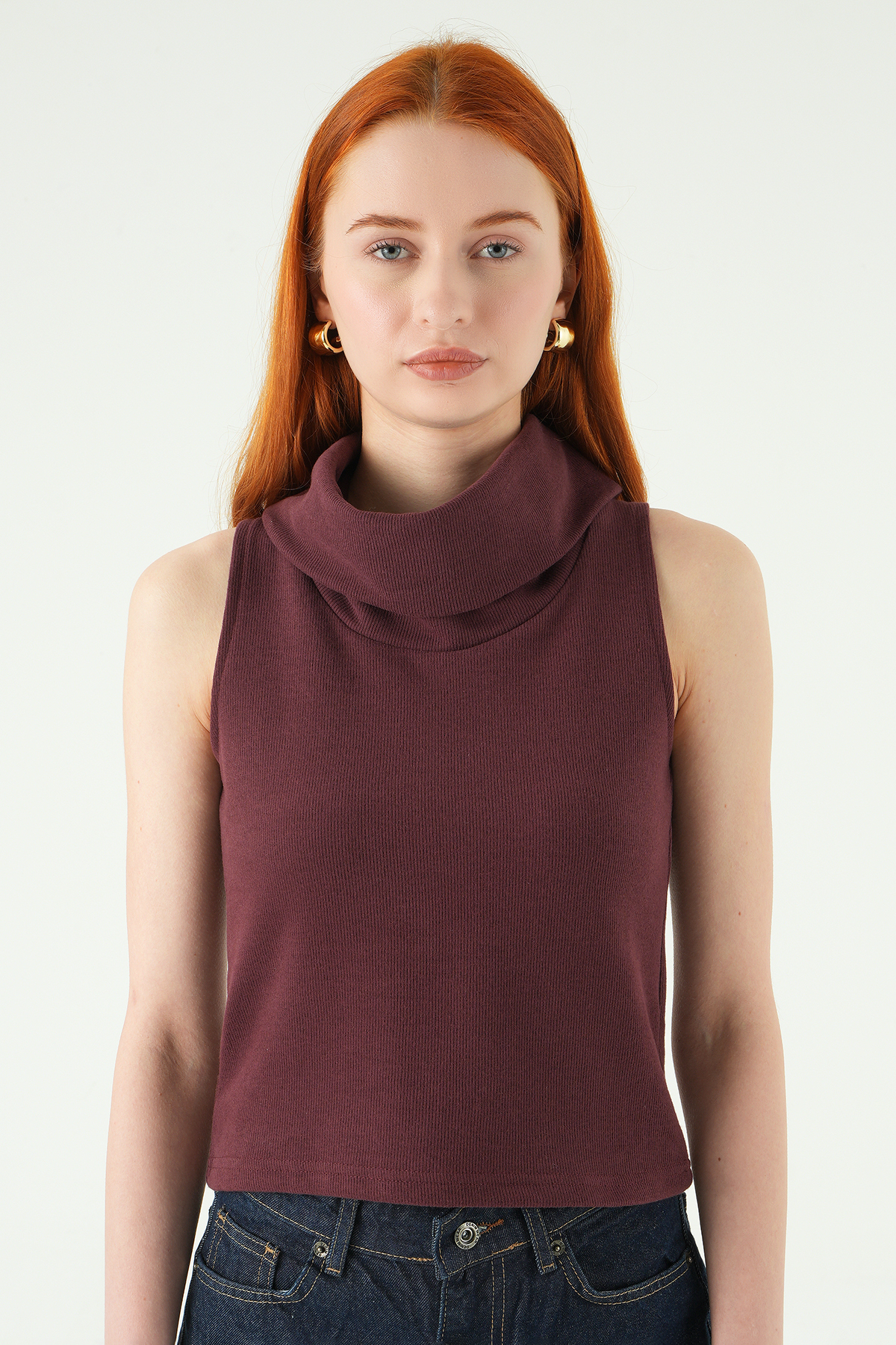 3118A Sıfır Kol Tişört Mürdüm - 2