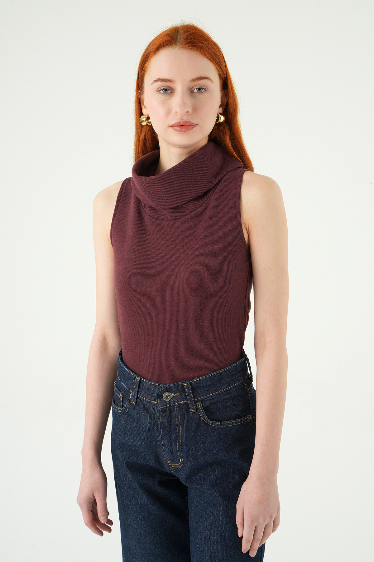 3118A Sıfır Kol Tişört Mürdüm - 7