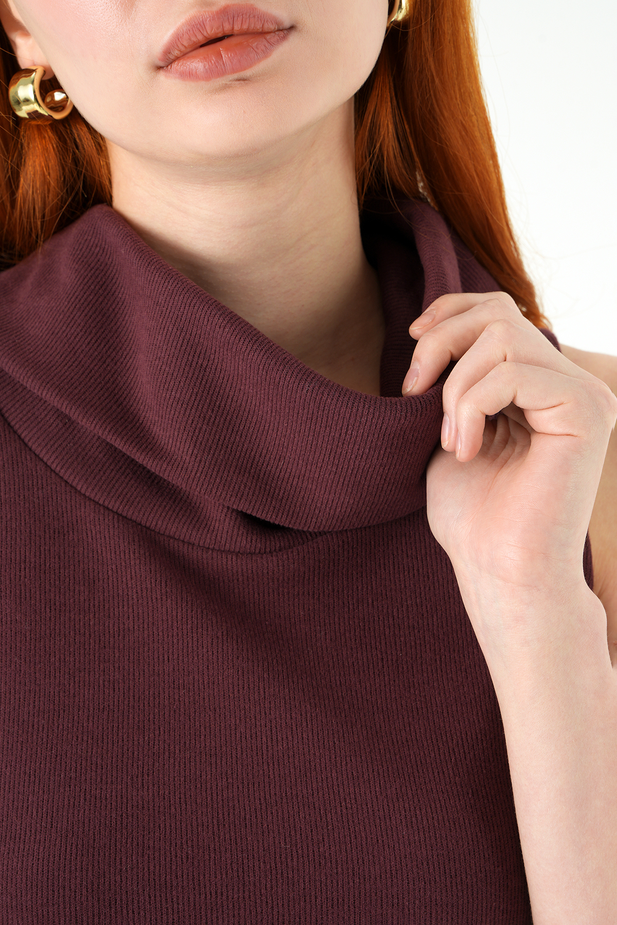 Mürdüm Sıfır Kol Bluz 3118A - 4