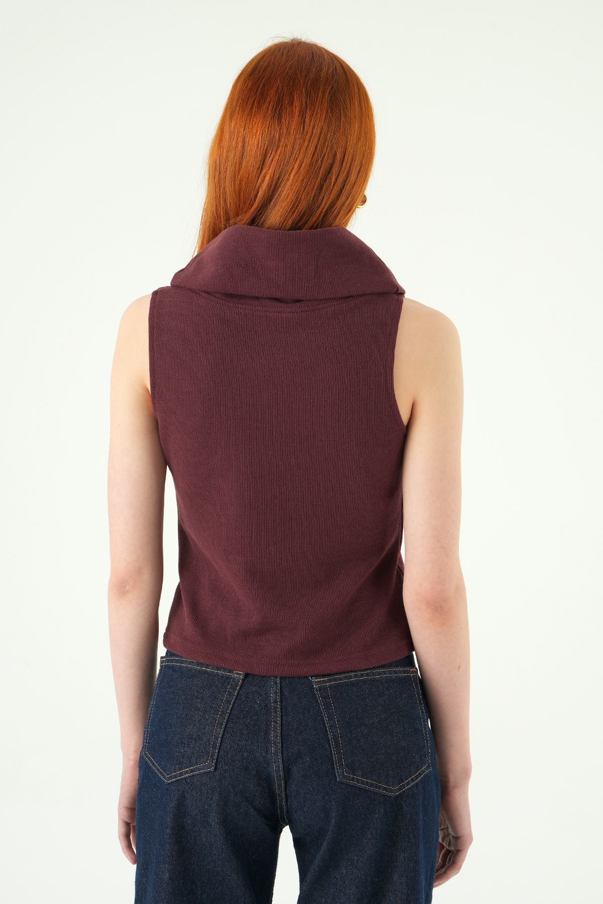 Mürdüm Sıfır Kol Bluz 3118A - 5