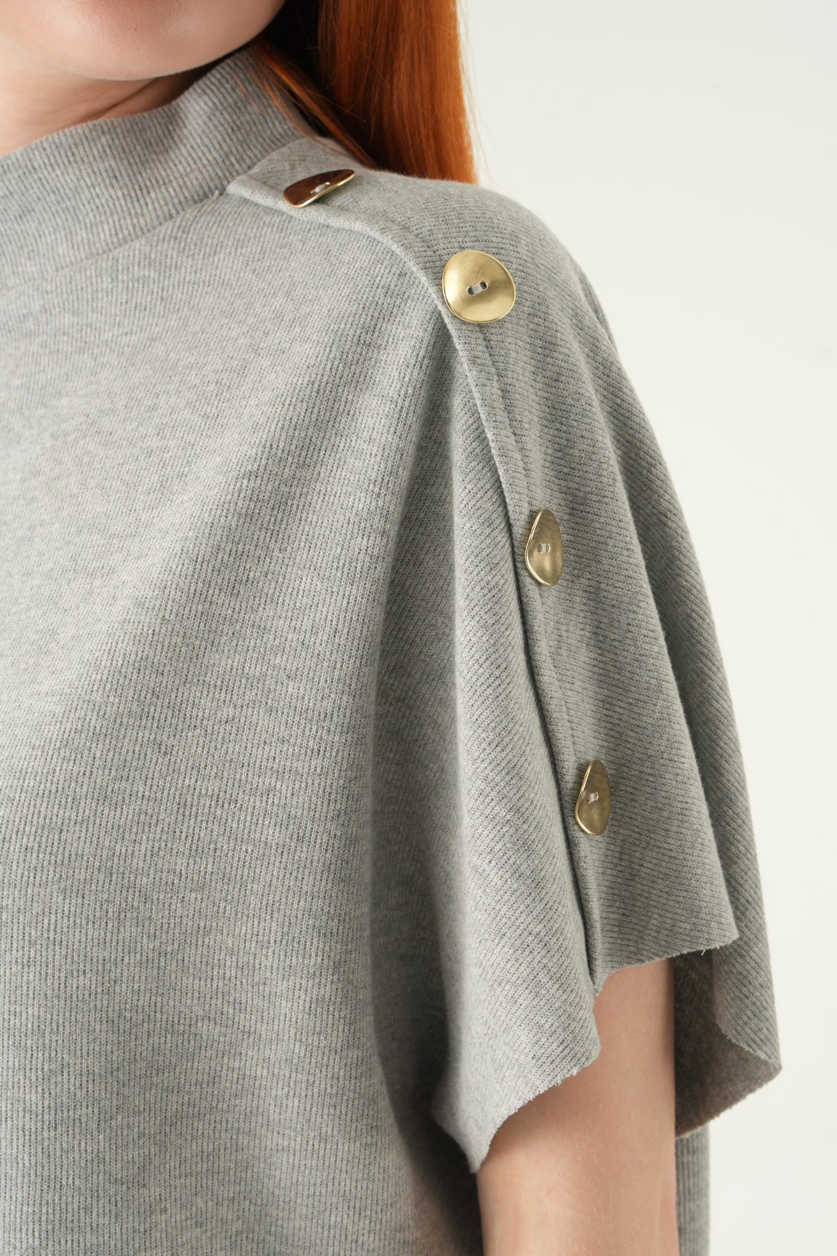 3119A Kol Düğmeli Tişört Gri - 4