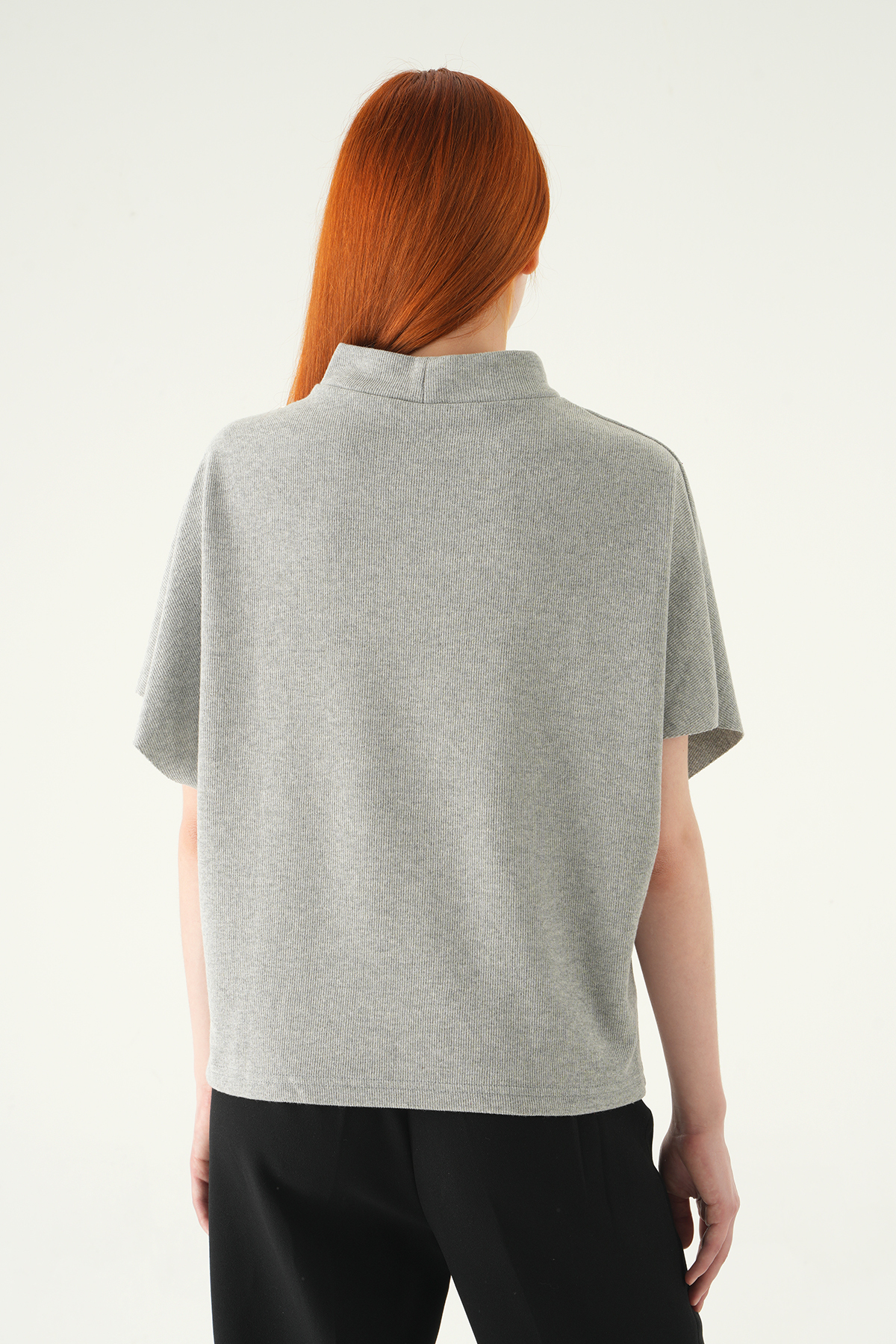 3119A Kol Düğmeli Tişört Gri - 5