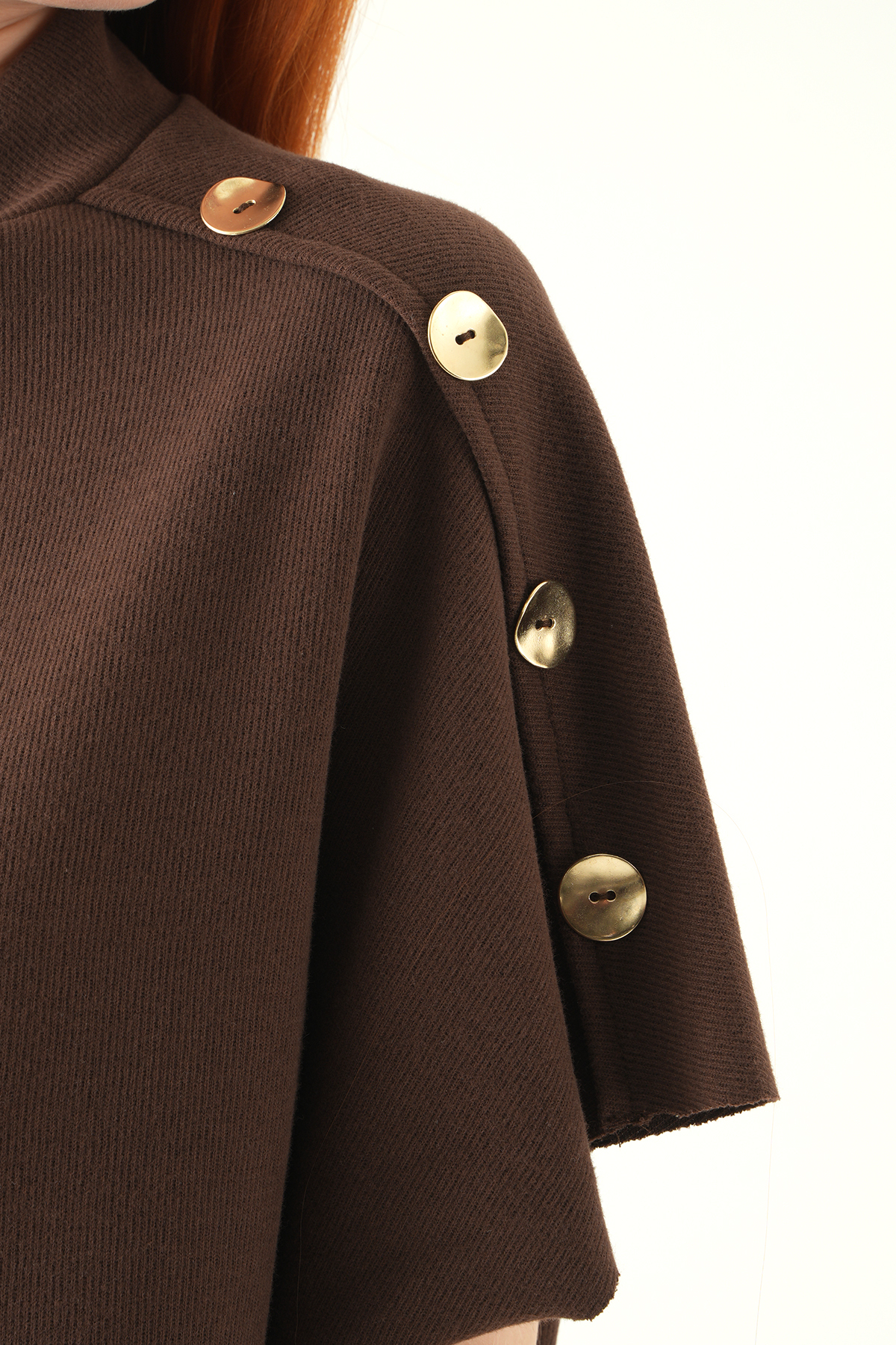 Kahve Kol Düğmeli Bluz 3119A - 4