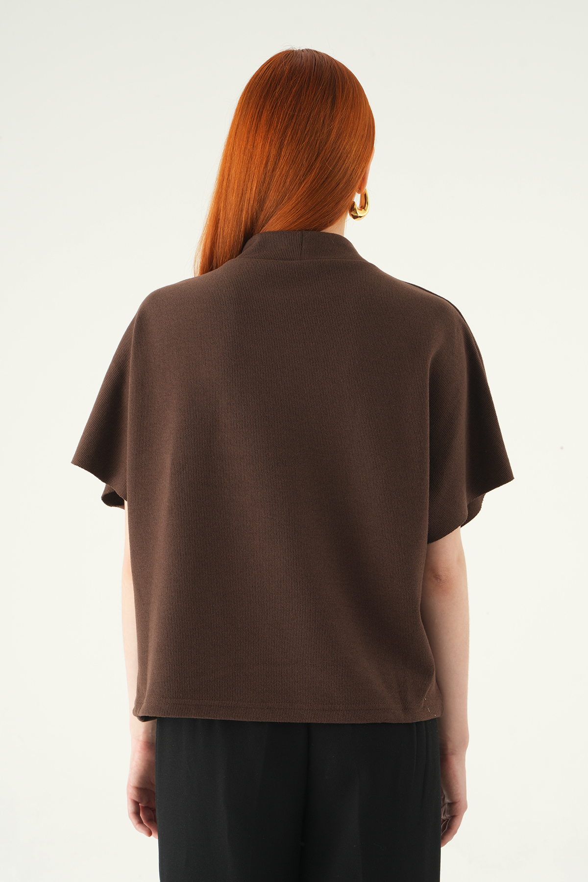 Kahve Kol Düğmeli Bluz 3119A - 5