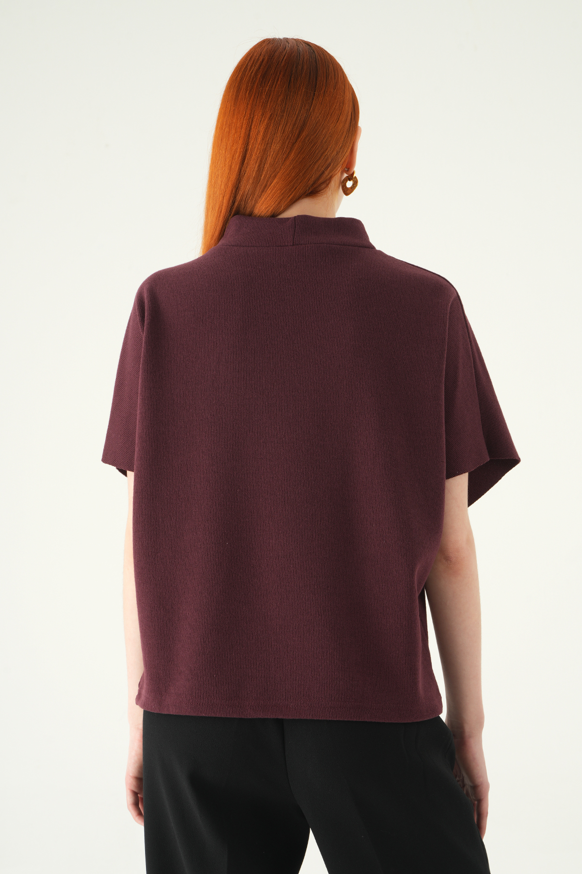 Mürdüm Kol Düğmeli Bluz 3119A - 5