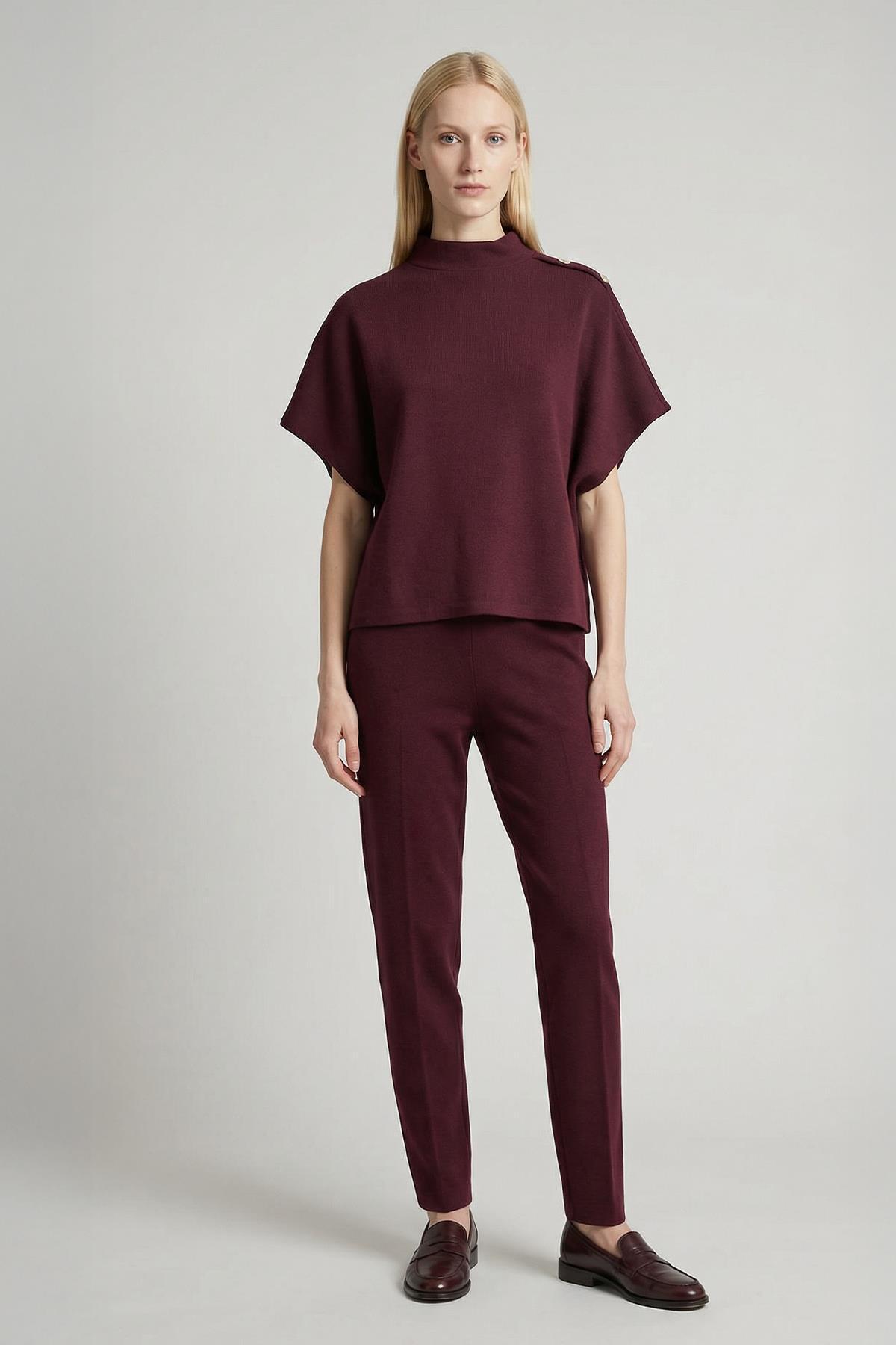 3119A Kol Düğmeli Tişört Mürdüm - RAYS